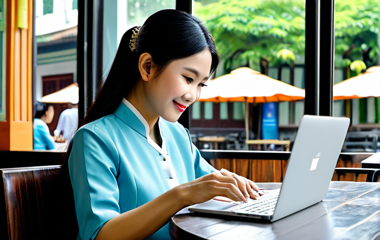 **
"A friendly Vietnamese businesswoman in ao dai, working on a laptop at a modern cafe in Hanoi, fully clothed, appropriate attire, safe for work, perfect anatomy, natural pose, professional photograph, high quality."
**
