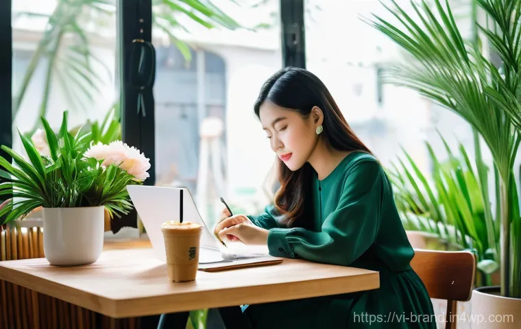 브랜드 이미지와 콘텐츠의 일관성 유지하기 - A young Vietnamese female content creator, dressed in stylish yet modest everyday wear, sits comfort...
