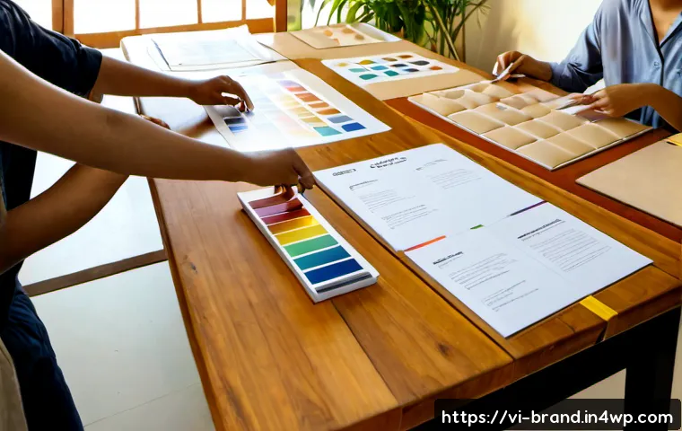 브랜드 아이덴티티 만들기 위한 필수 요소 - Photorealistic creative strategy workshop in a sunlit Ho Chi Minh City design studio, diverse Vietna...